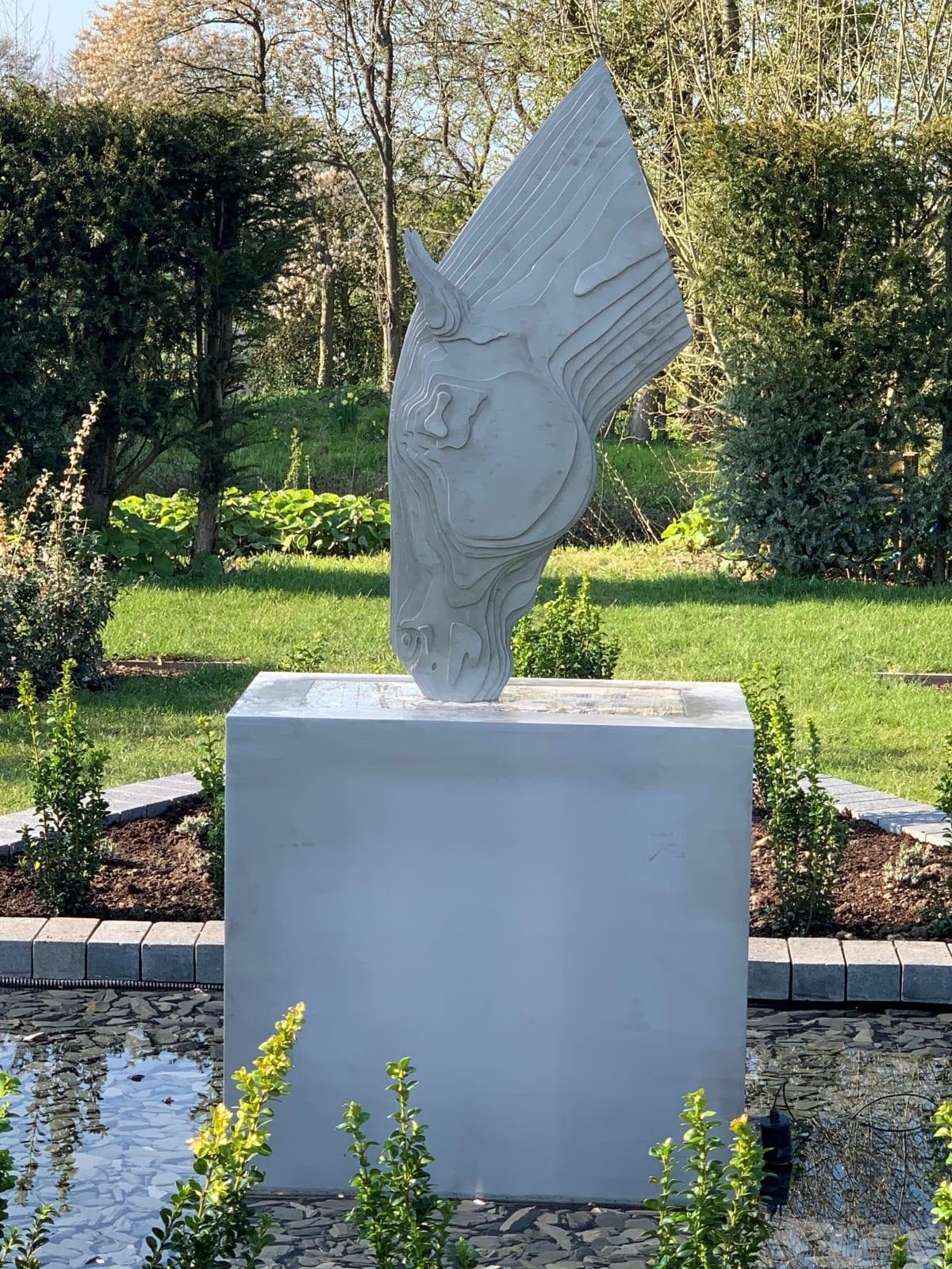 DRINKING HORSE IV by Tom Hiscocks - horse sculpture stainless steel For Sale 1