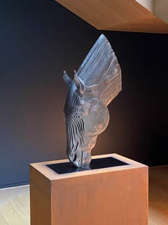DRINKING HORSE V by Tom Hiscocks - escultura caballo acero inoxidable