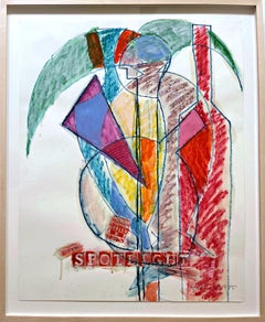 Used Artists in the Spotlight (unique signed painting on paper, SFMOMA poster design)