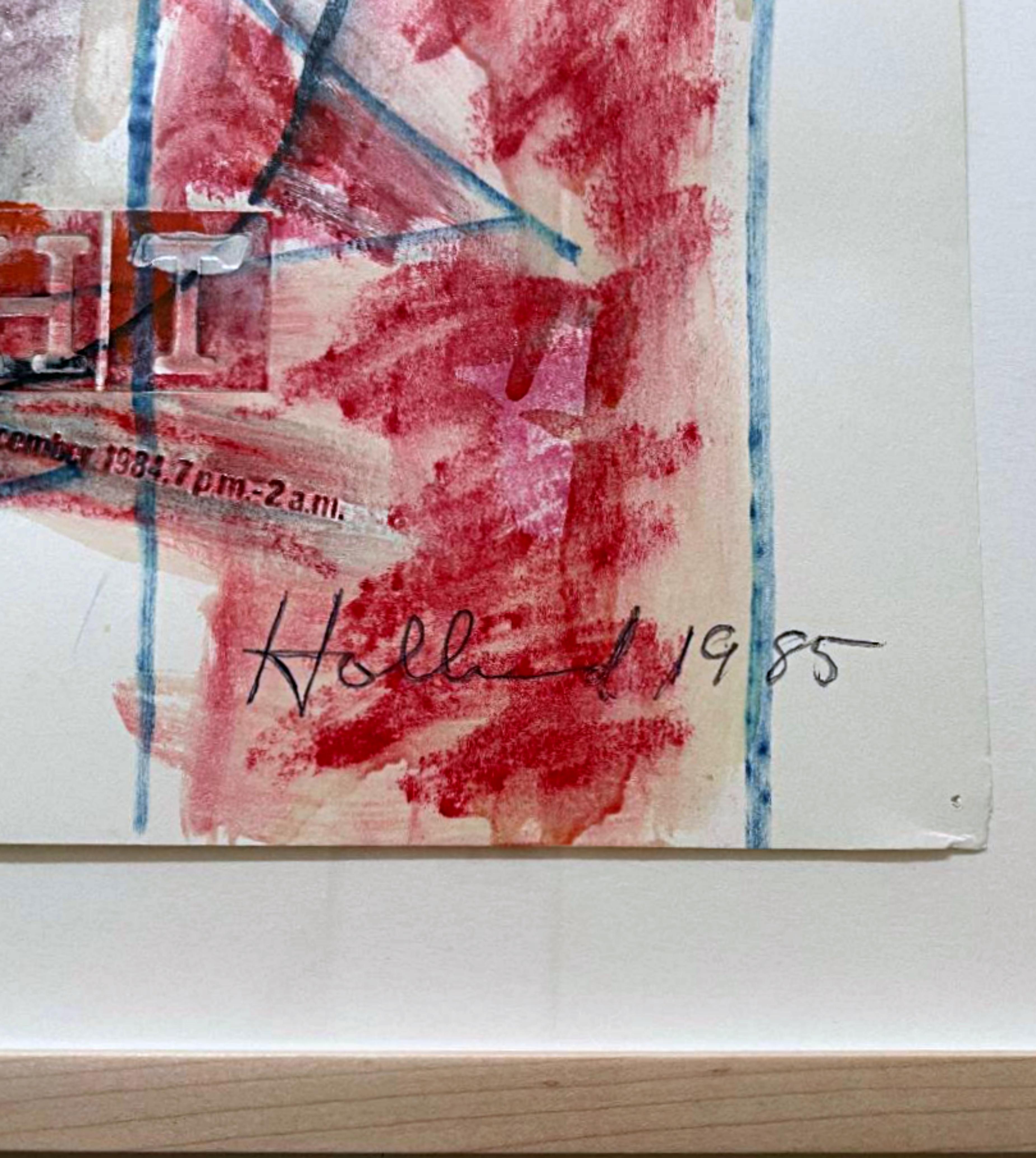 Tom Holland
Artistas en el punto de mira: Celebración del 50 aniversario del Museo de Arte Moderno de San Francisco (SFMOMA), 1985
Acrílico y técnica mixta con plantilla sobre papel
Firmado y fechado en 1985 en el anverso
Marco incluido: