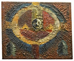 Signed Mid Century Modern abstract painting, de-accessioned from Oakland Museum