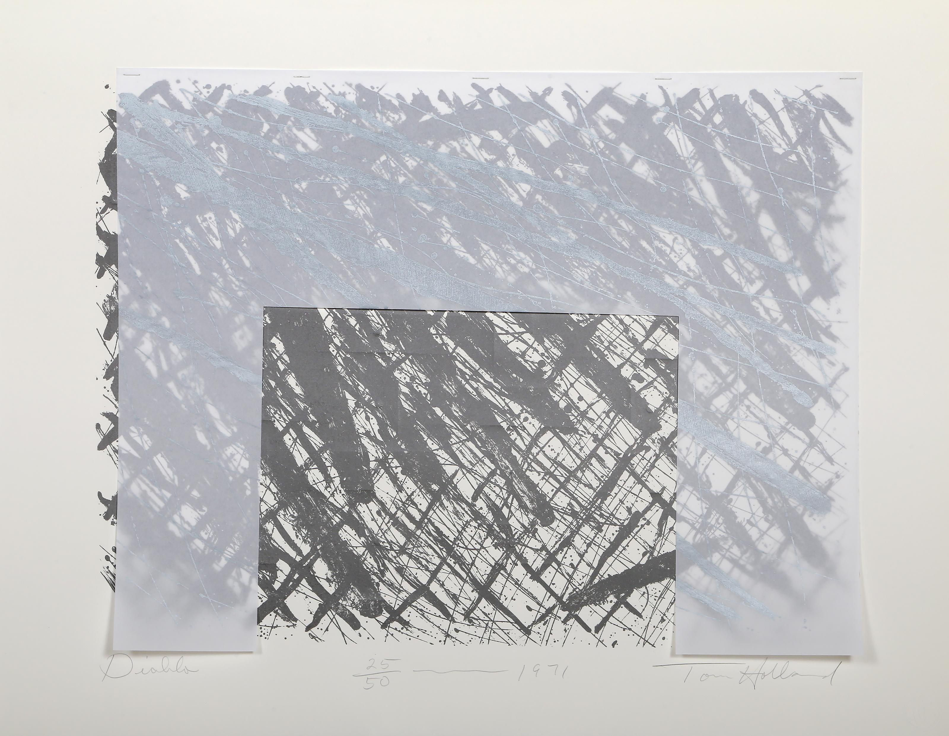 Diablo, Abstract Screenprint with Collage by Tom Holland For Sale 1