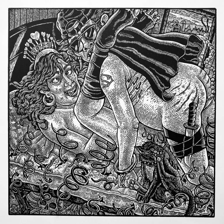 Hillbilly Kama Sutra, Collection of 13 Linoleum Cut Prints by Master Printmaker For Sale 4