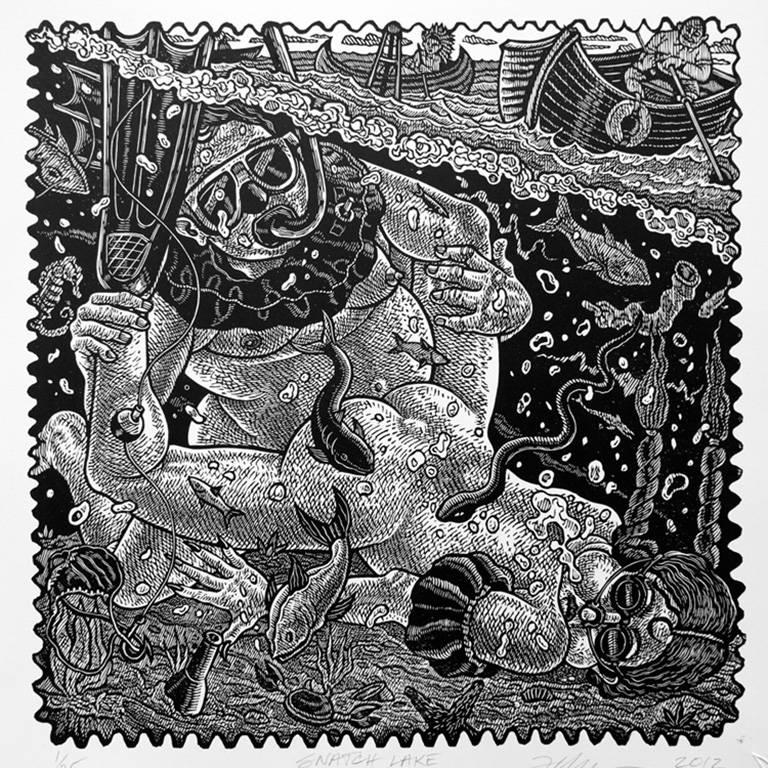 Hillbilly Kama Sutra, Collection of 13 Linoleum Cut Prints by Master Printmaker For Sale 3