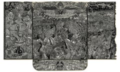 Monkey Mountain Kronikle by Tom Huck, Front and Back Printed Woodcut Triptych