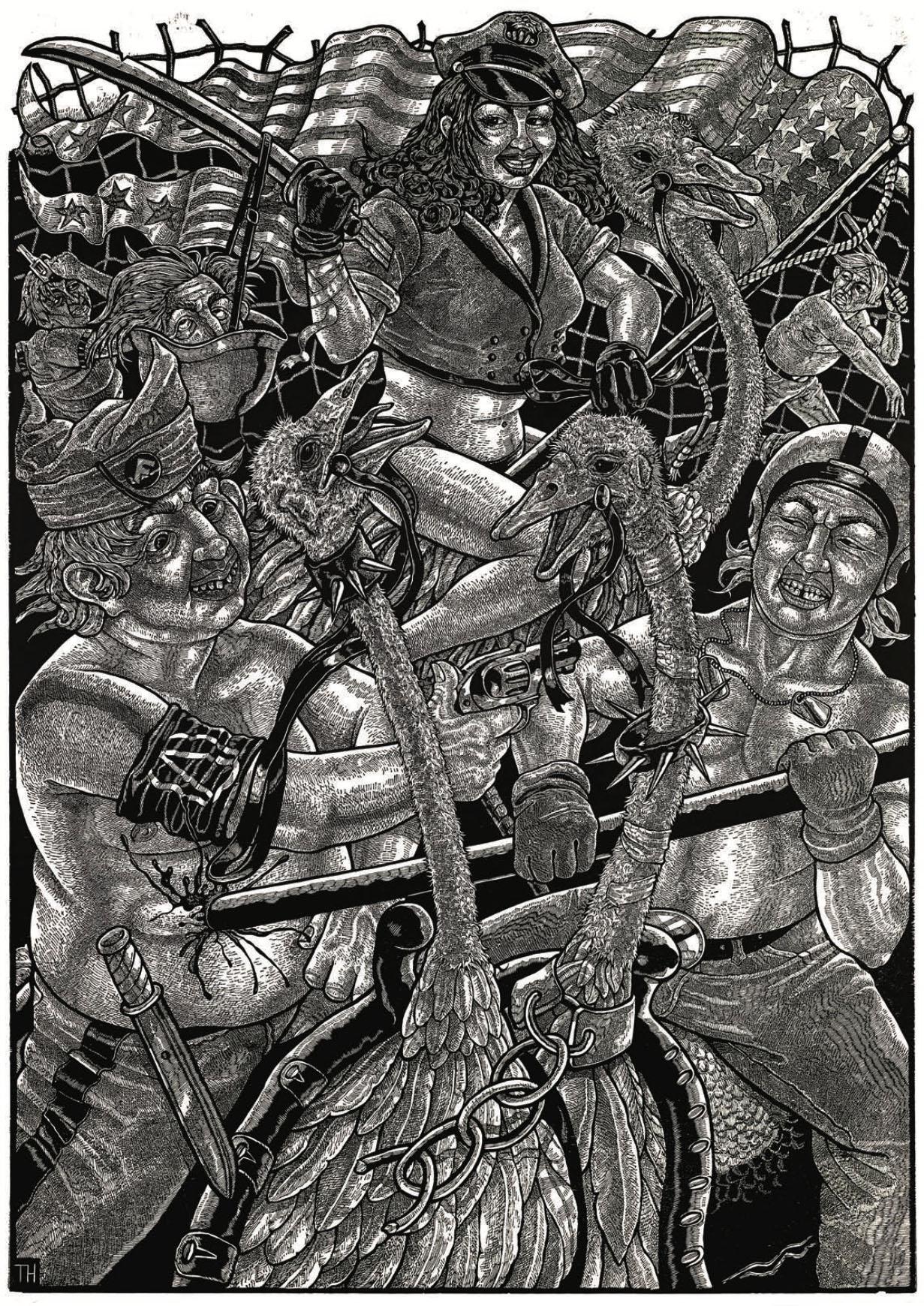 The Bloody Bucket (portfolio of 10 prints) - Black Figurative Print by Tom Huck