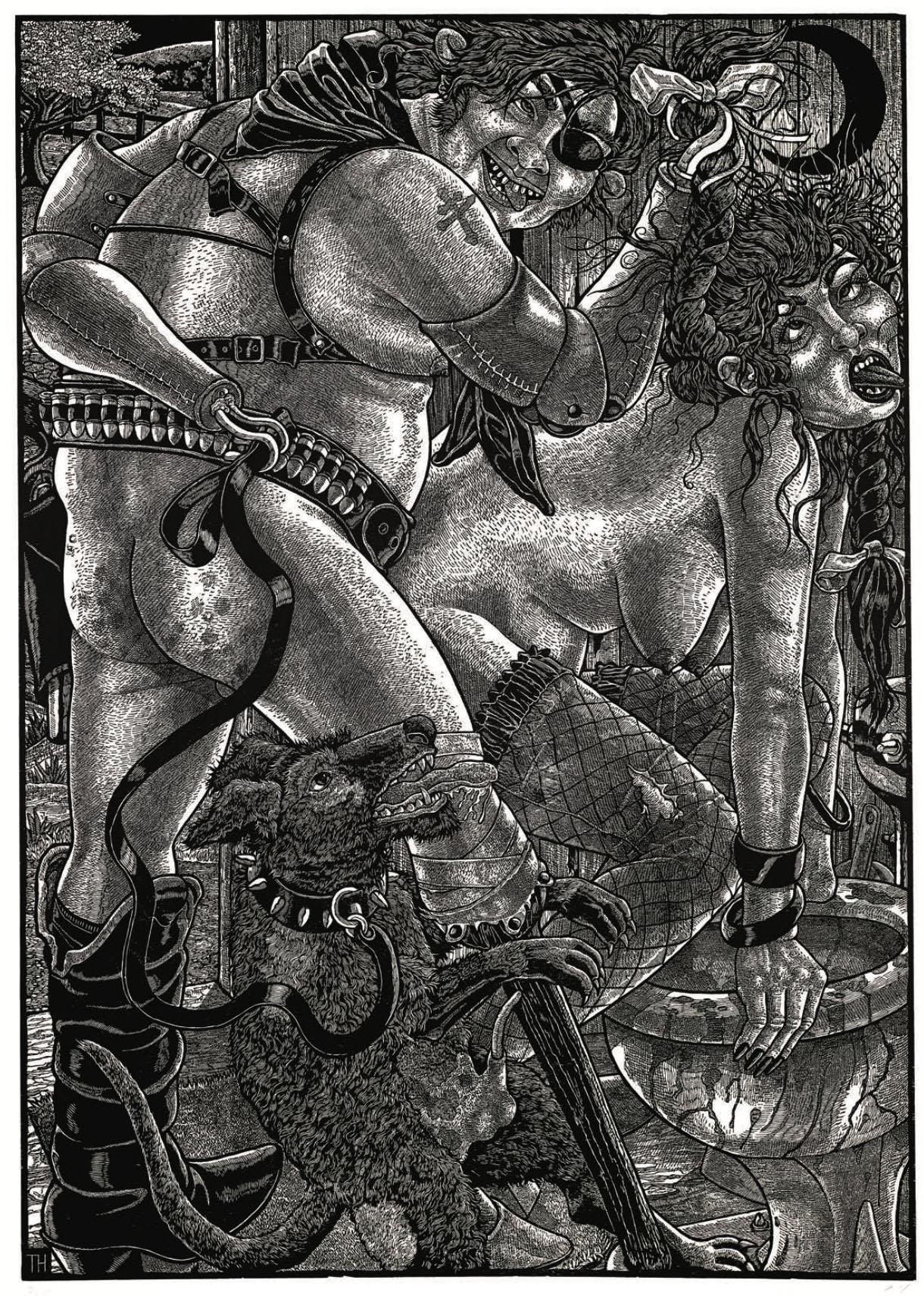 Each print is an individual edition out of 25 respectively:

Beef Brain Buffet 16/25
Ultimate Cock Fighting 24/25
Anatomy of a Crack Shack 10/25
A Dollar Dance 23/25
The Jolly Guano Brothers Ride Again 7/25
Joe’s Meatgrinder 14/25
Possum Promenade