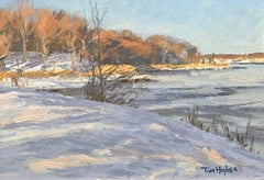 Peintre américain Tom Hughes (né en 1965), peinture de paysage Afternoon by the River