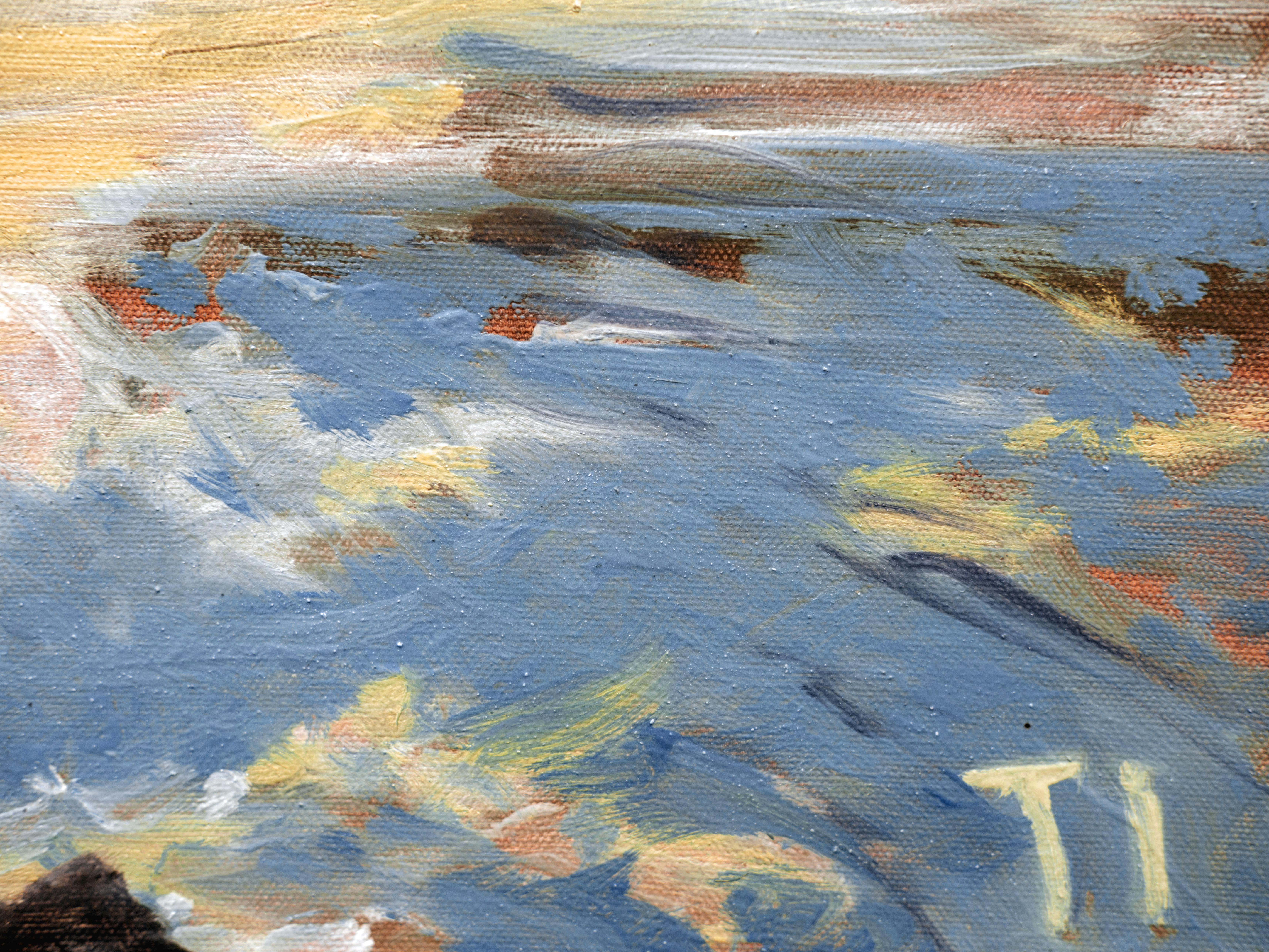 Playa del Condado de Mayo - Landscape Painting Gris de Tom Irizarry Studio