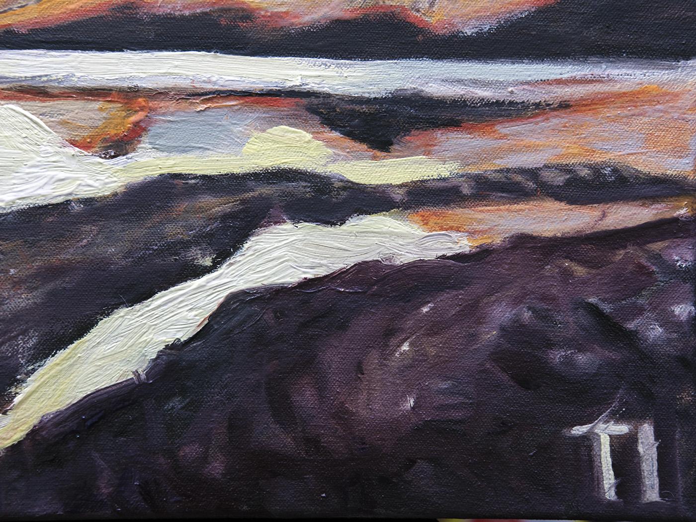 County Mayo January Sunset - Beige Landscape Painting by Tom Irizarry Studio