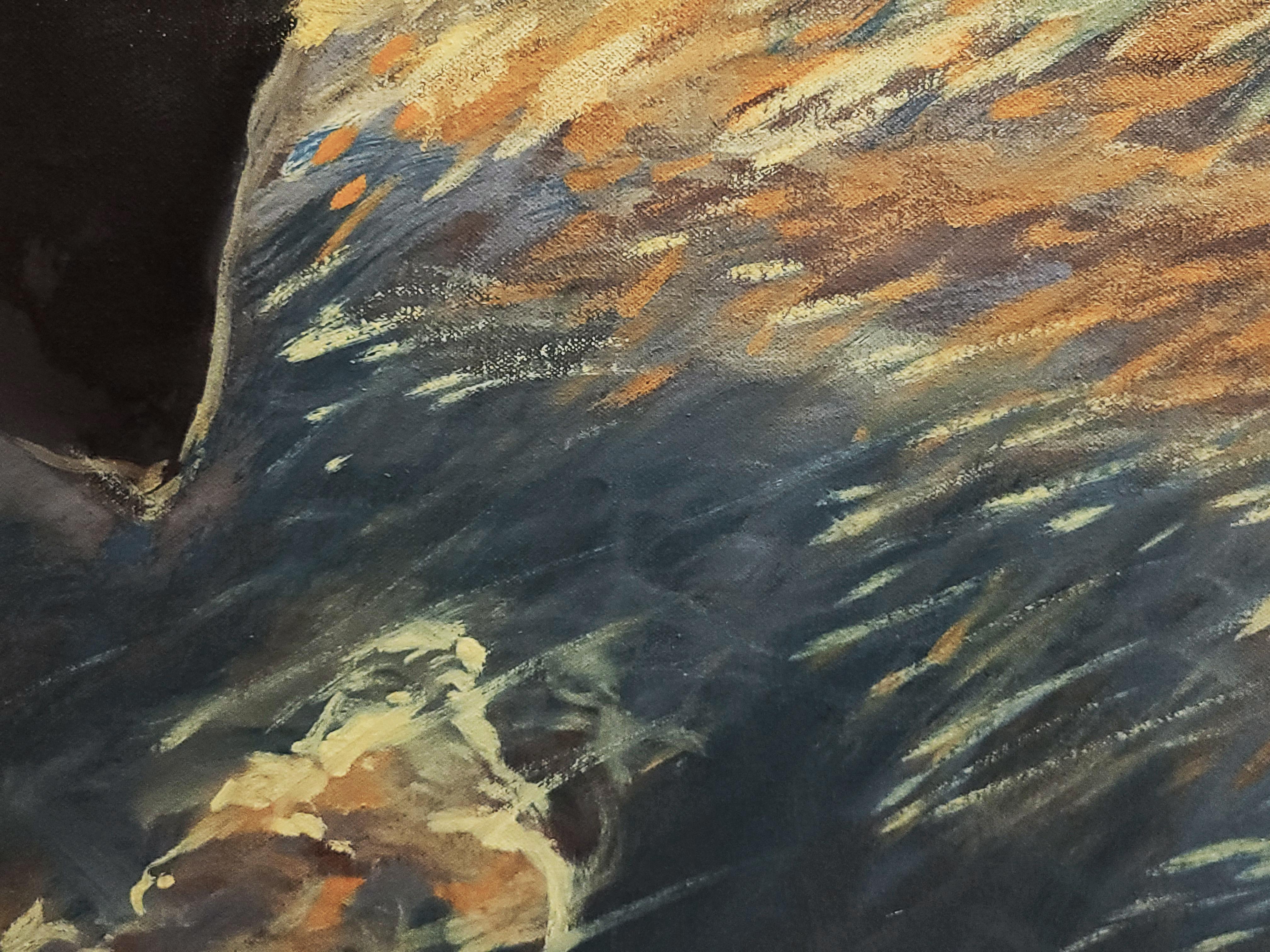 Soleil de minuit Lofoton, Norvège - Painting de Tom Irizarry Studio