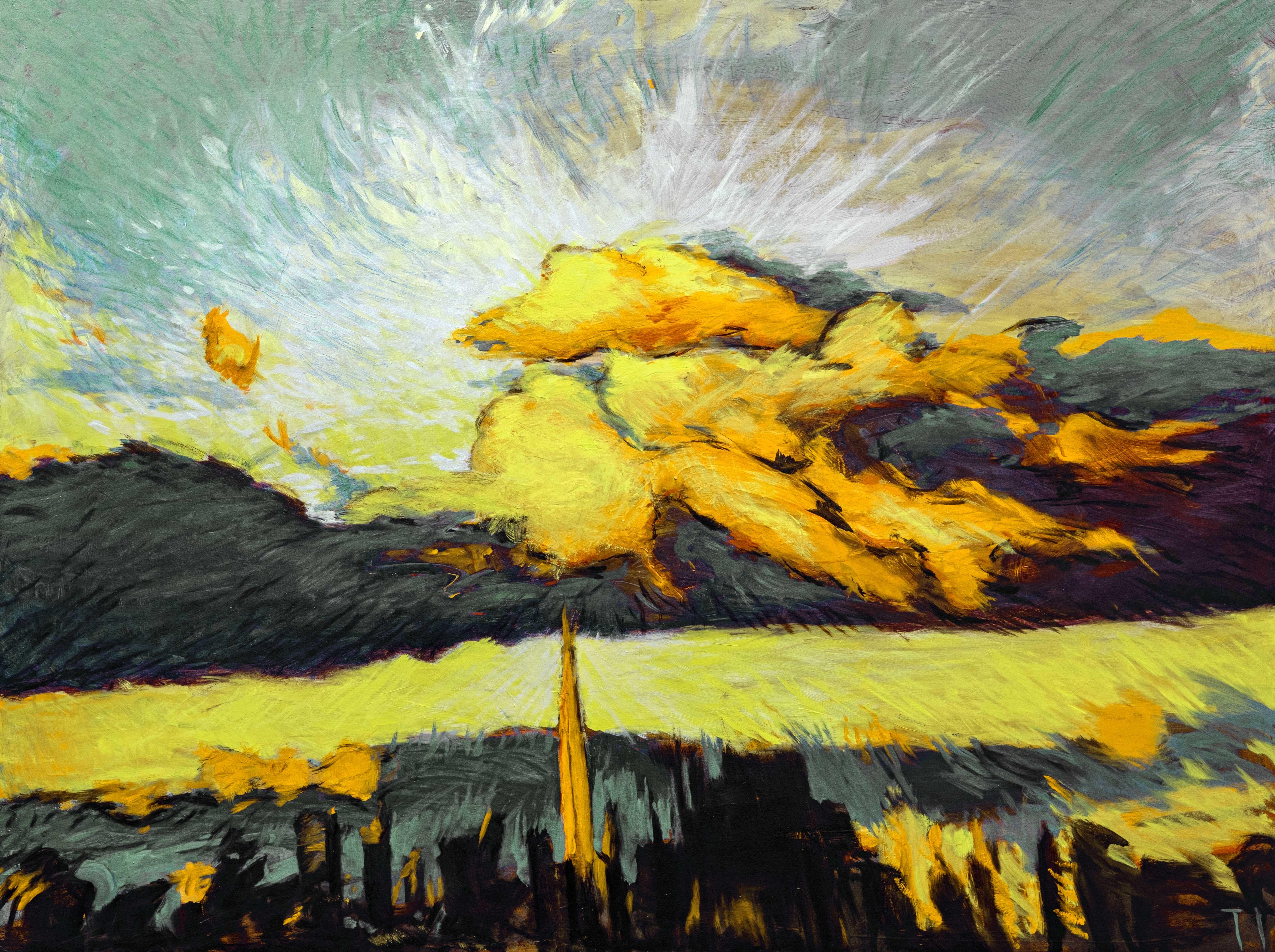Tom Irizarry Studio Landscape Painting - The Golden Echo NYC