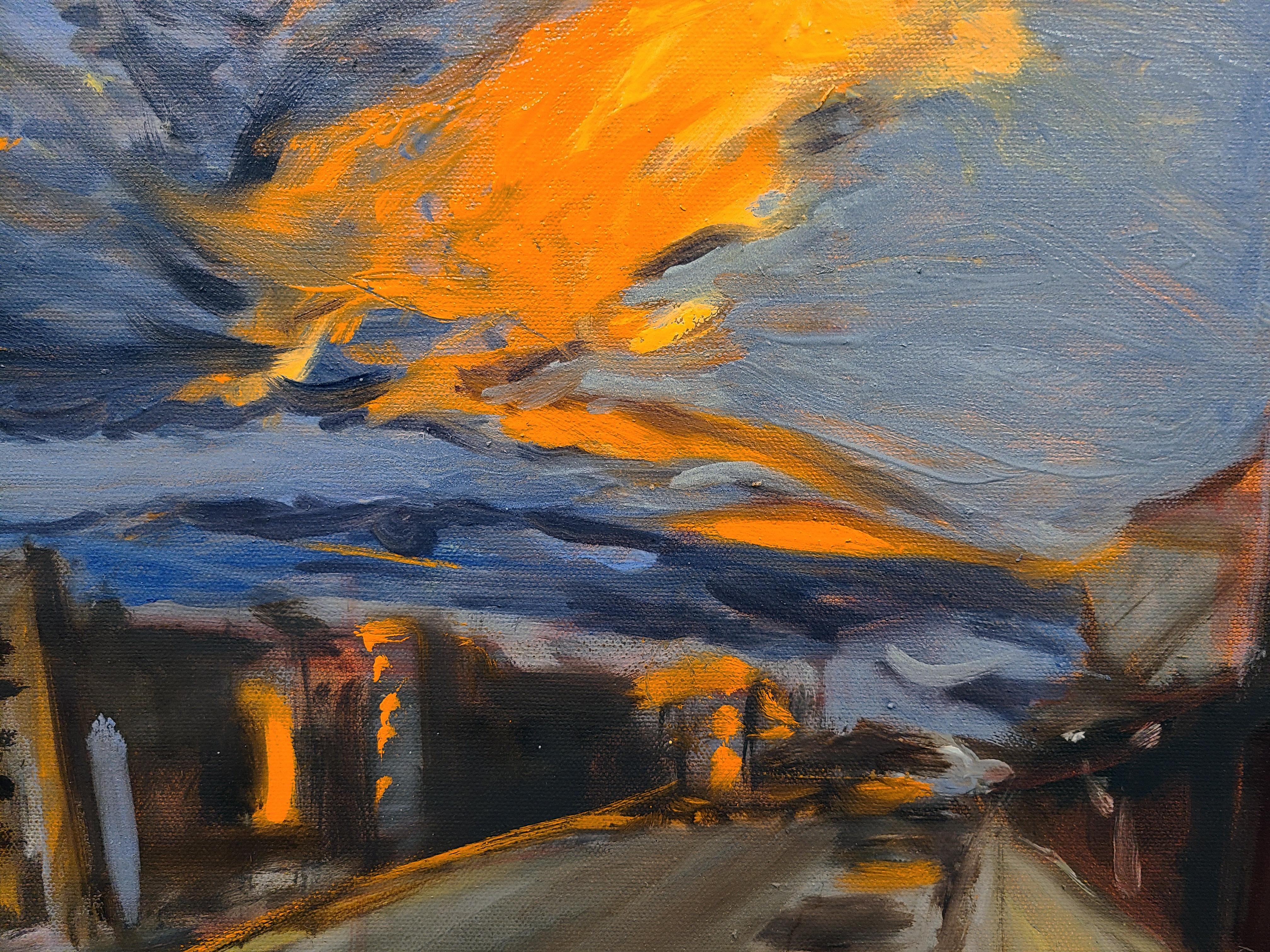 Viale Occidentale - Landscape Painting Grigio di Tom Irizarry Studio