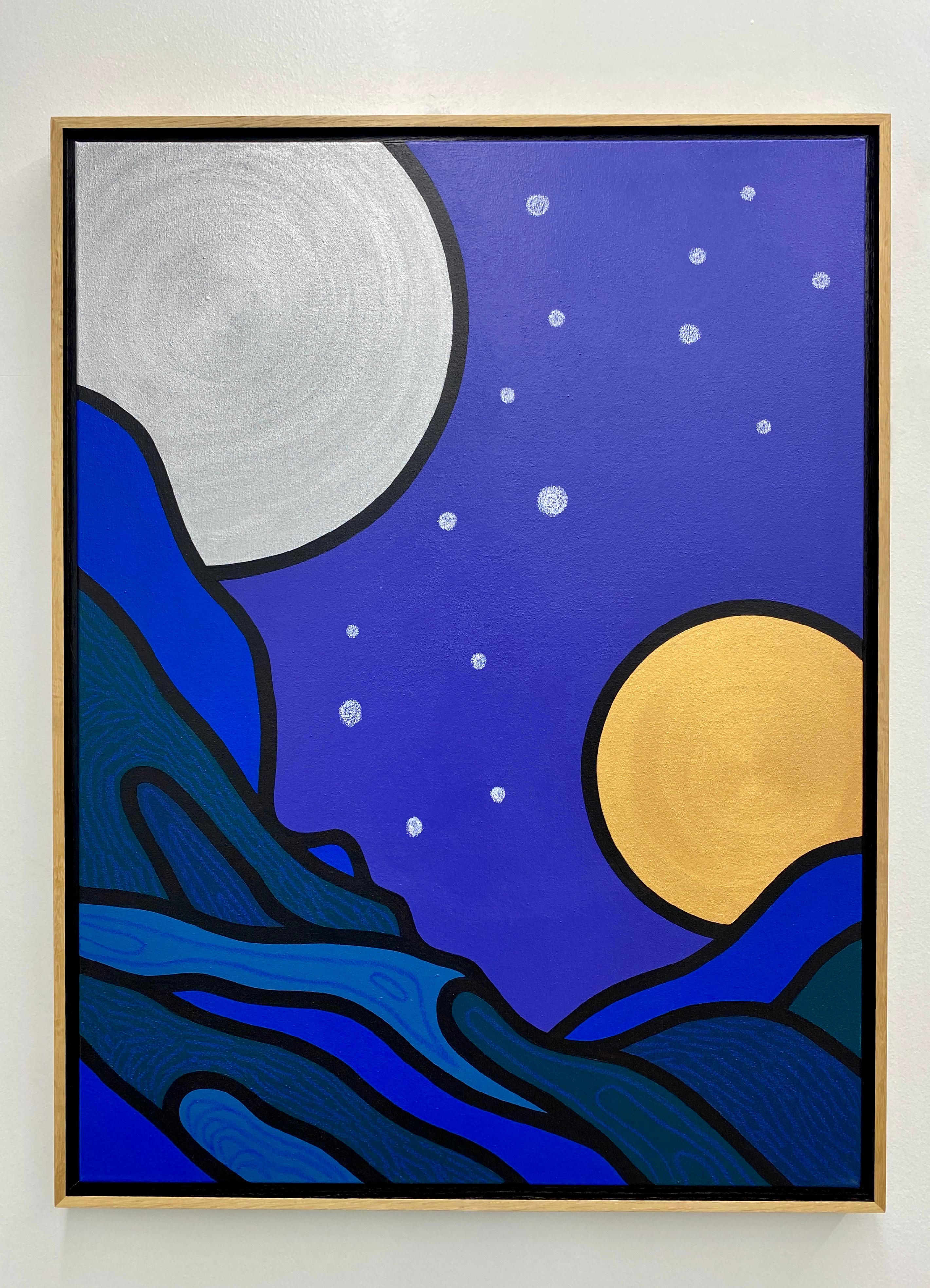 A Night Walk of You, peinture de paysage contemporaine, techniques mixtes sur toile - Painting de Tom Jean Webb 