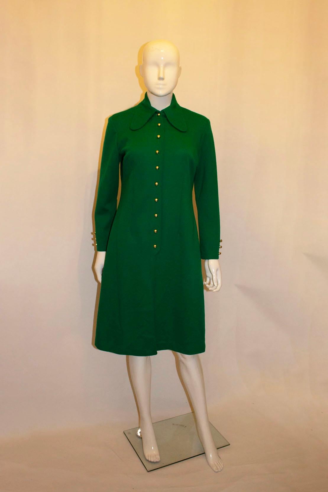 Women's Tom Jones of Mayfair Vintage Green Jersey Dress For Sale