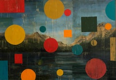 TOM JUDD, "WIlderness" oil on canvas, landscape with abstract colored shapes 