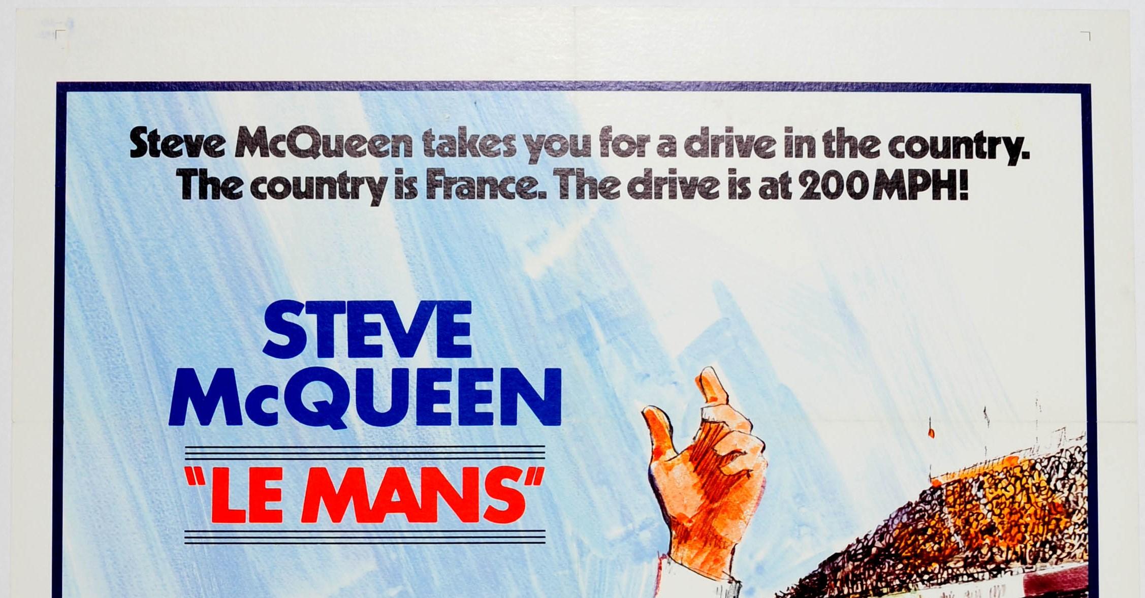 Original Vintage Movie Poster For Le Mans Car Racing Film Starring Steve McQueen - Print by Tom Jung