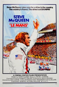 Original Vintage Movie Poster For Le Mans Car Racing Film Starring Steve McQueen