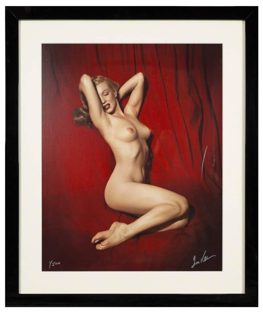 Tom Kelley Nude Photograph - Marilyn Monroe on Red Velvet, Signed Framed C-Print, 1949