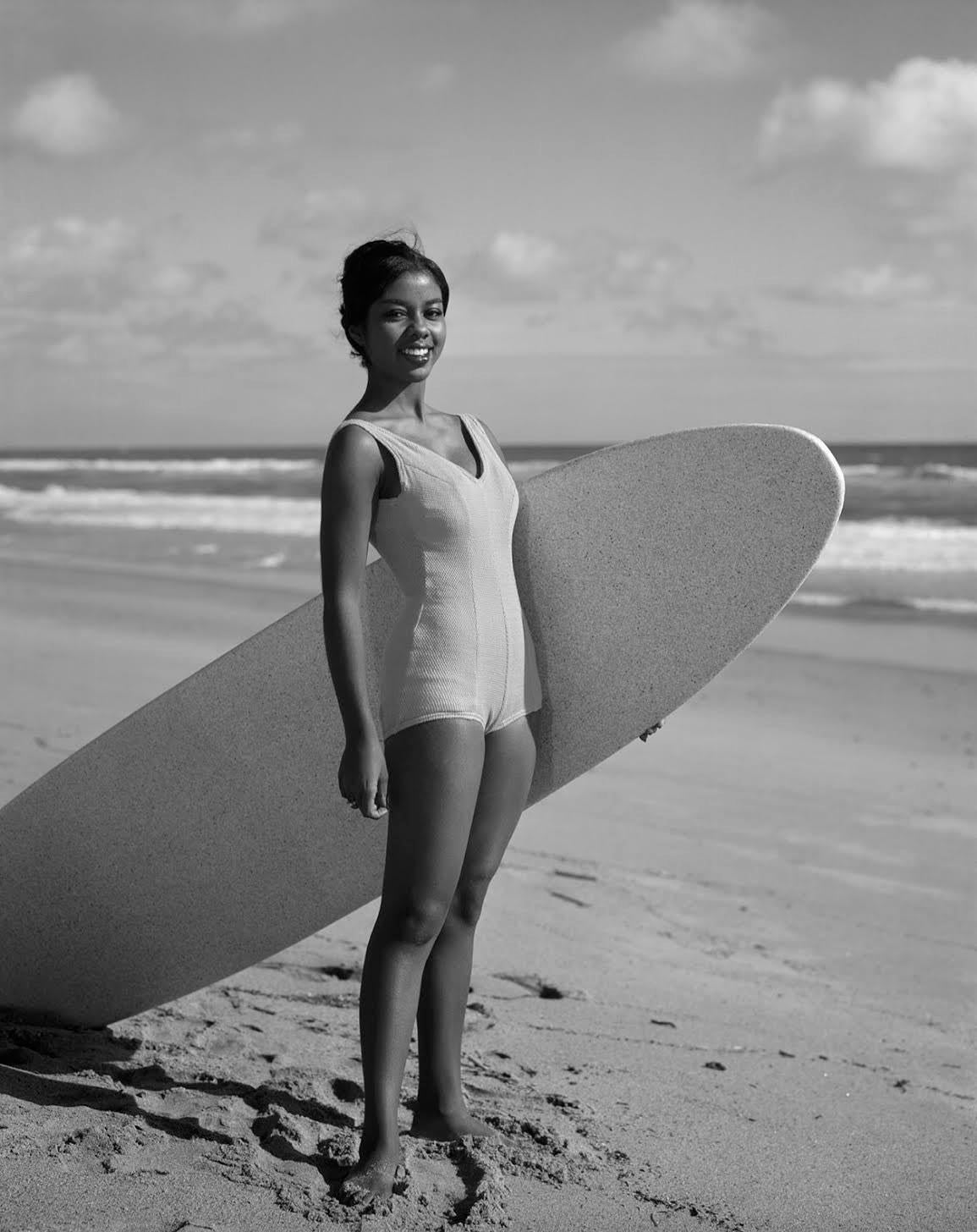 Tom Kelley
Surfer Girl c. 1950's
C print
38 x 30 inches
Edition of 50
Photographs are printed on Archival Hahnemühle paper (luster)
estate signed and numbered in the border

Caption: Woman Lying in Bed Portrait

Tom Kelley’s interesting career spans