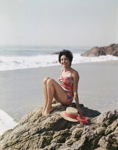 Vintage Woman Sitting by the Sea