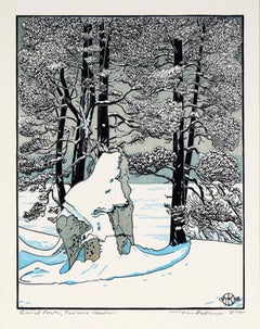 "Glacial Erratic, Tuolumne Meadows" Multicolor Woodblock Print on Paper