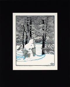 "Glacial Erratic, Tuolumne Meadows" Multicolor Woodblock Print on Paper