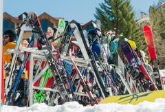 Snowmass Ski Mayhem 2 (ski rack, vibrant graphics, brilliant blue sky)