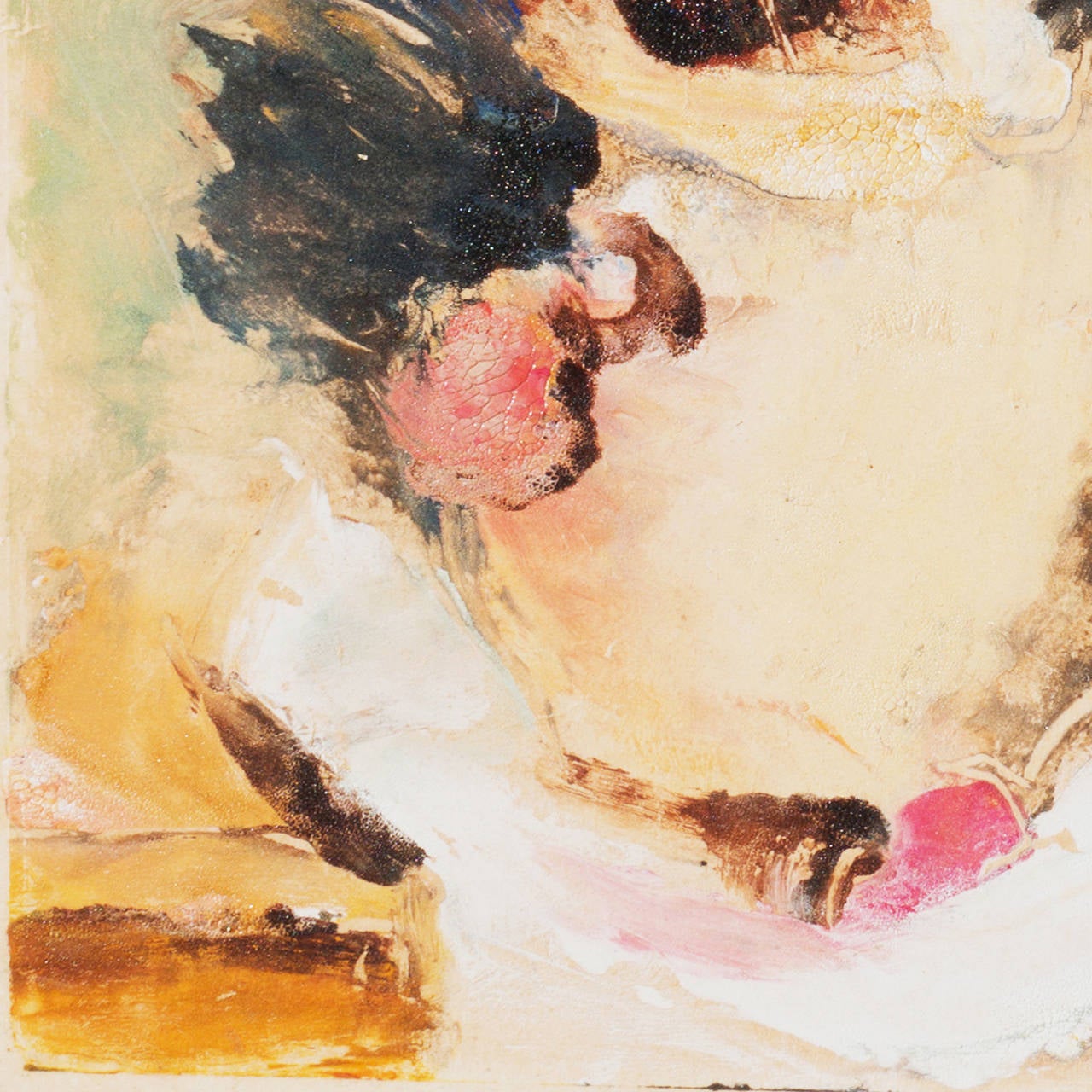 Signed lower right, 'Tom E. Lewis' (American, 1909-1979) and created circa 1935. Accompanied by old backing with label. 

A period Modernist still-life of flowers informally arranged in a ceramic jug. A bravura expressionist work in this most