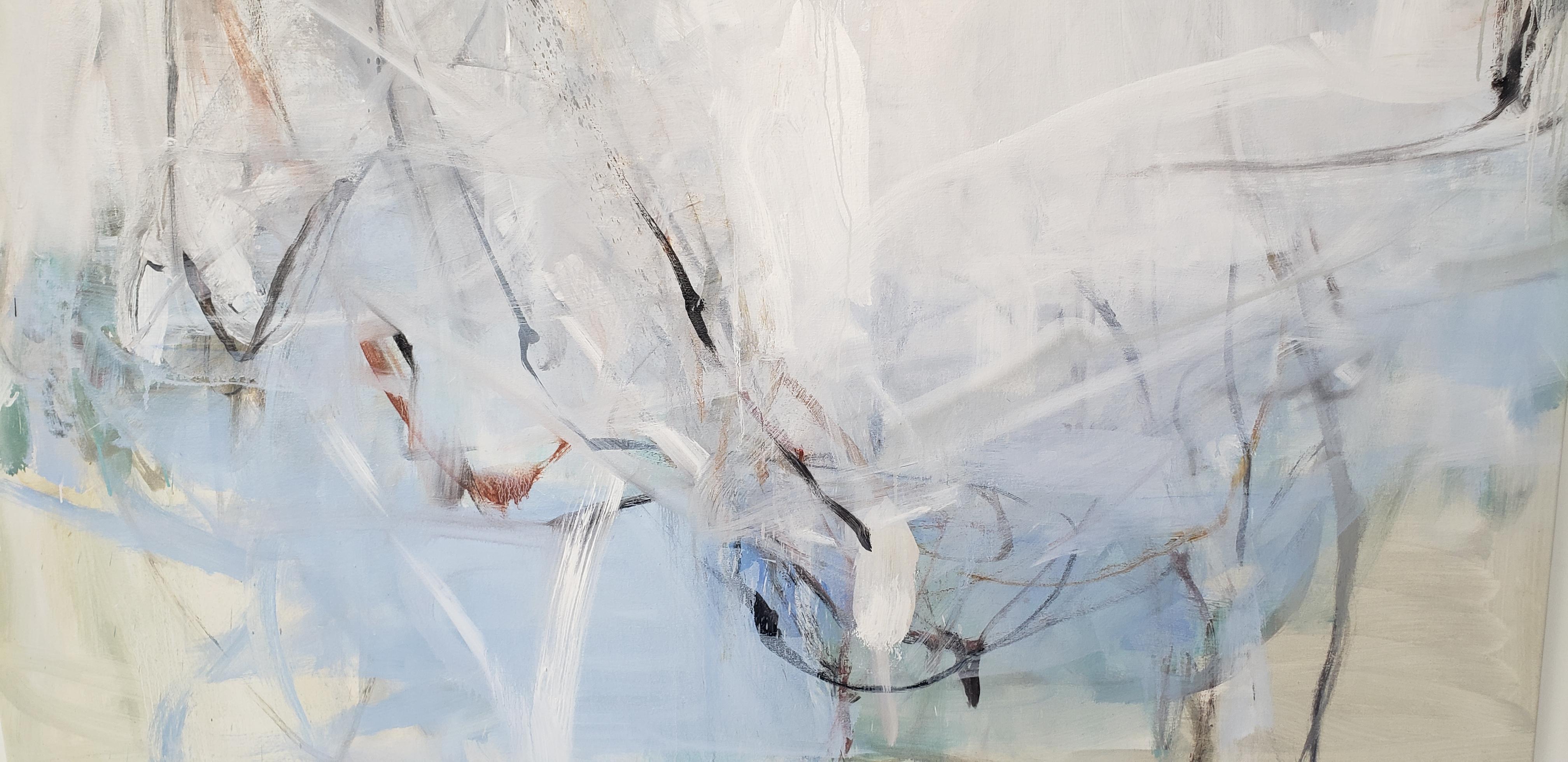 Breeze - Gray Abstract Painting by Tom Lieber
