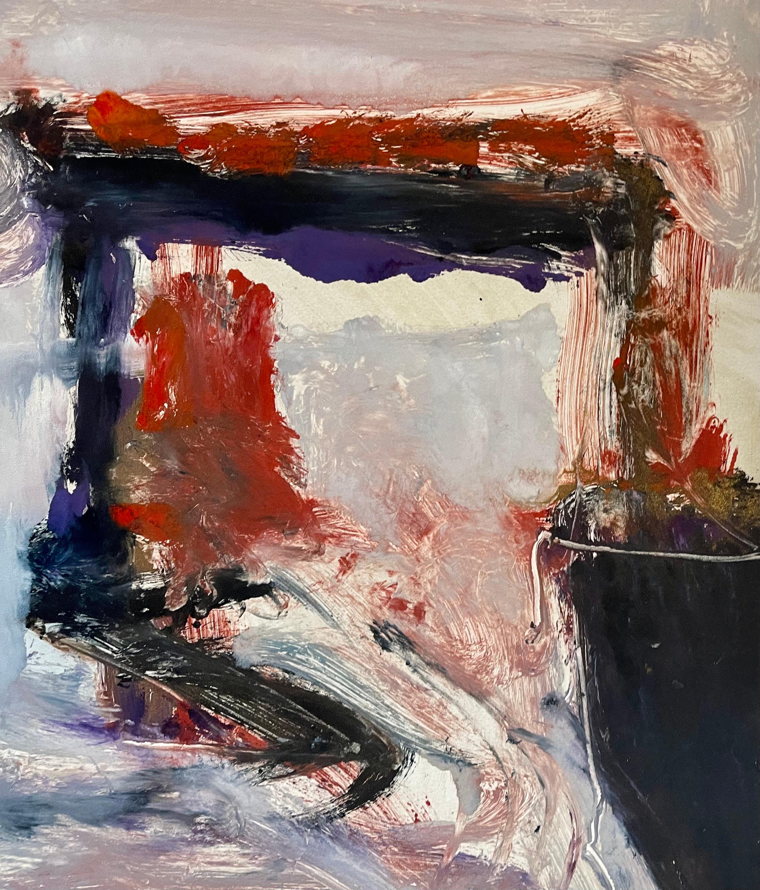 Große abstrakt-expressionistische Farb Monotypie, Ölgemälde Tom Lieber im Angebot 3