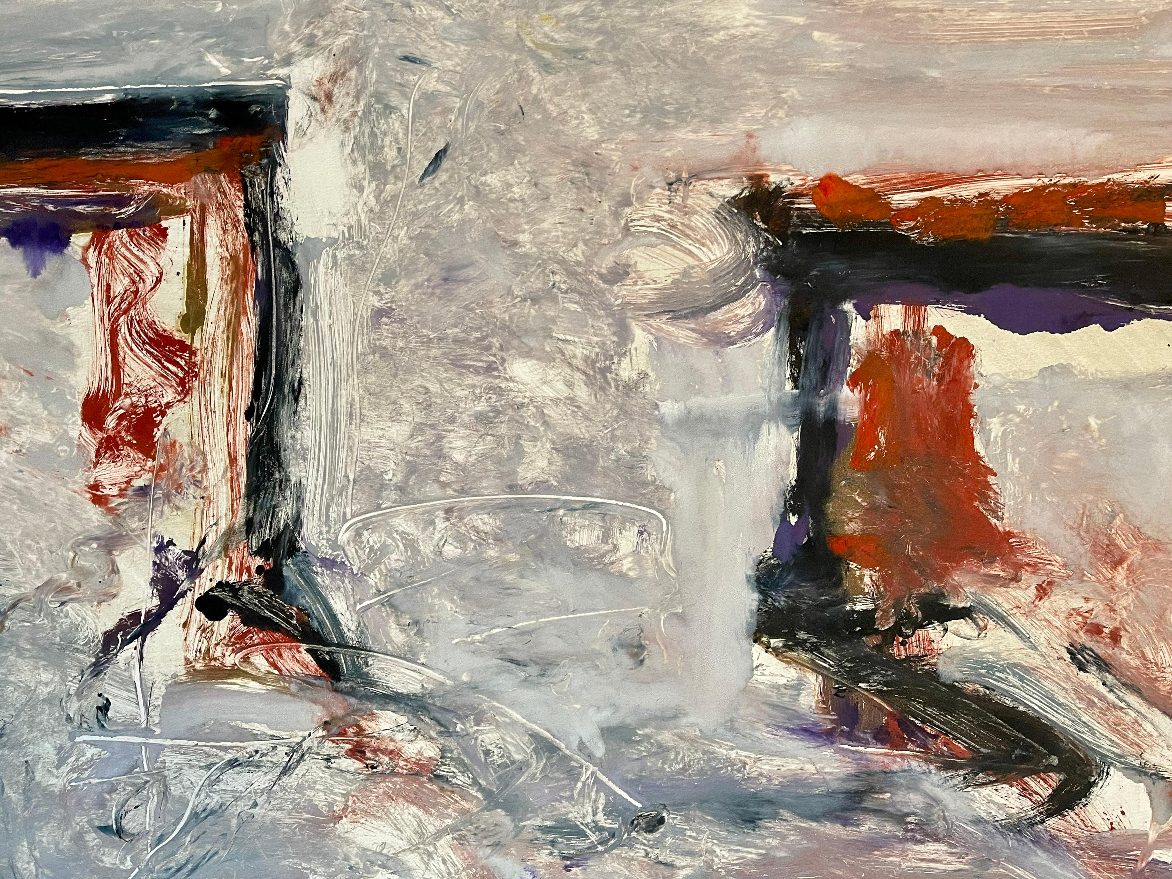 Grand monotype expressionniste abstrait, peinture à l'huile Tom Lieber en vente 4