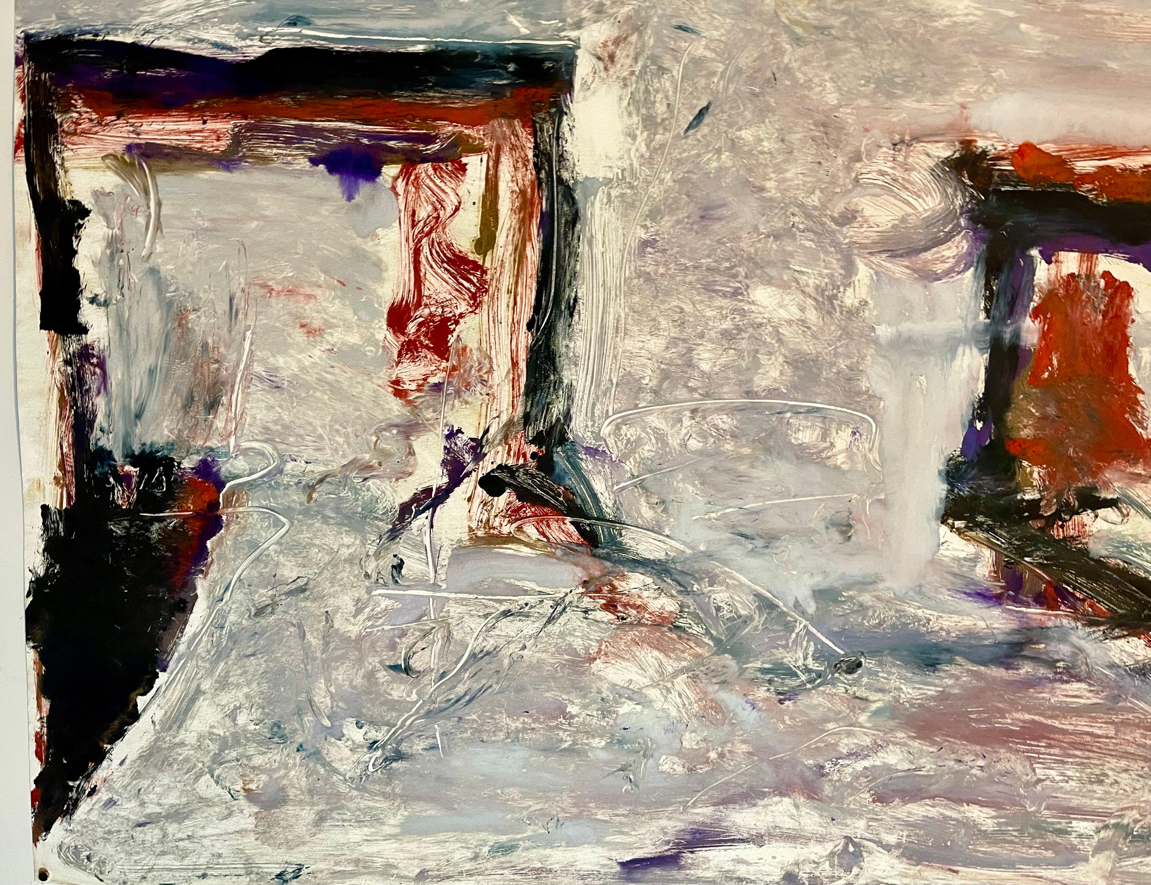 Große abstrakt-expressionistische Farb Monotypie, Ölgemälde Tom Lieber im Angebot 5
