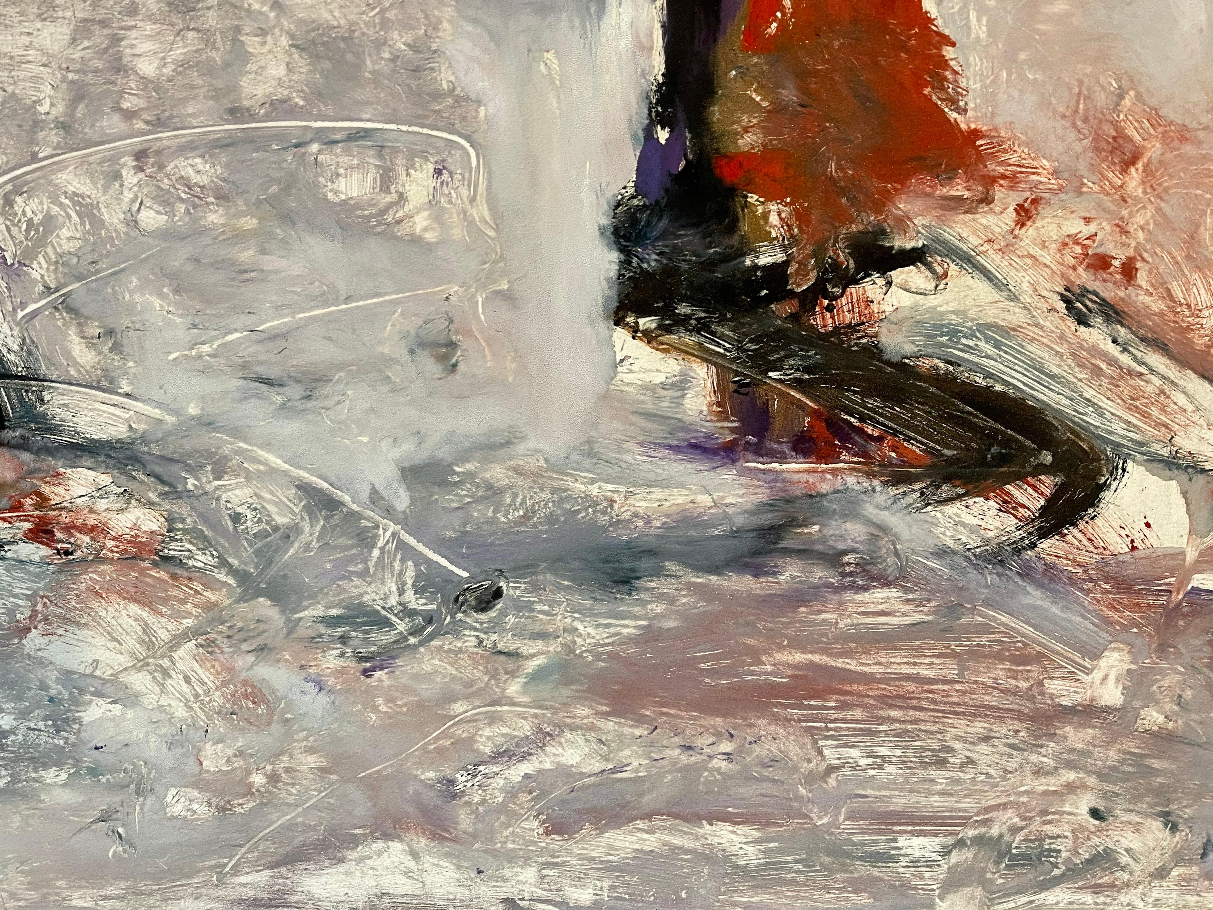 Grand monotype expressionniste abstrait, peinture à l'huile Tom Lieber en vente 7