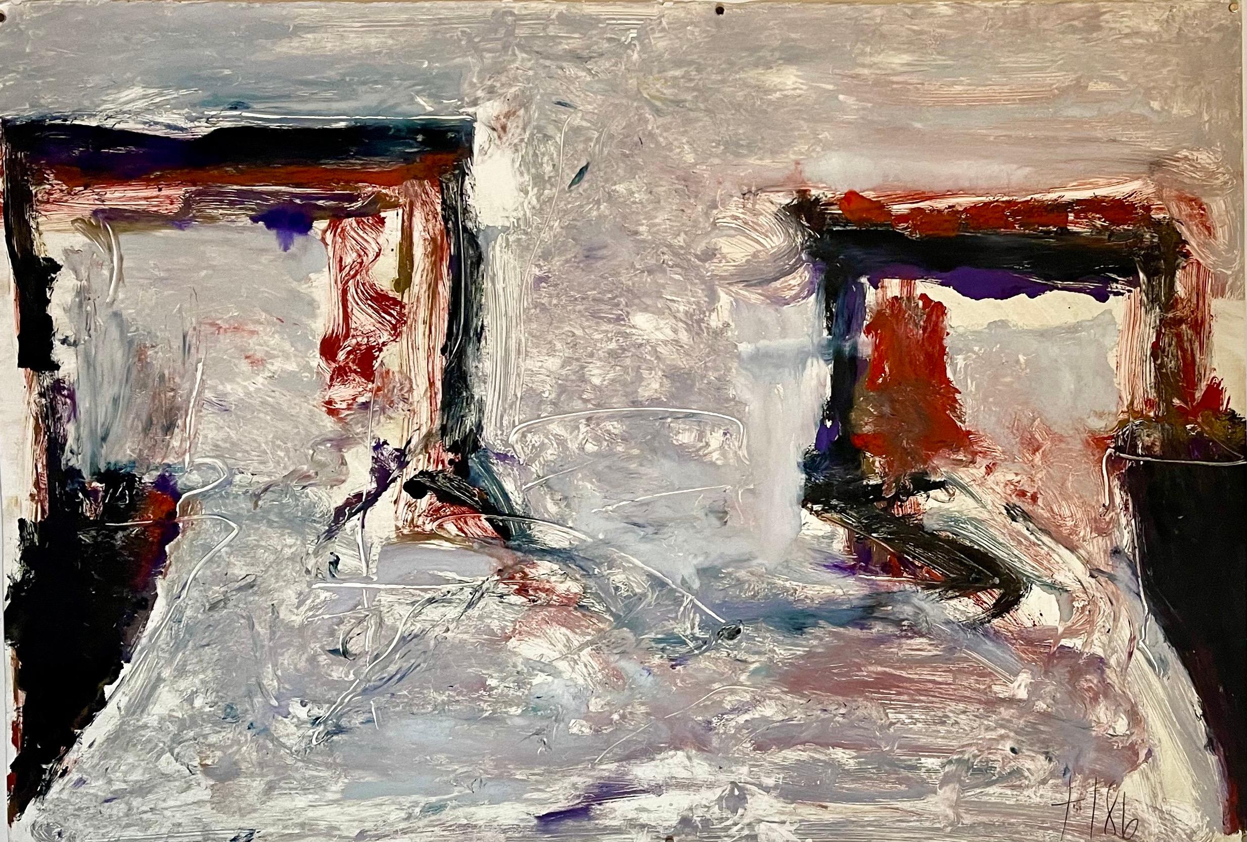 Gran Monotipo Expresionista Abstracto en Color, Pintura al Óleo Tom Lieber