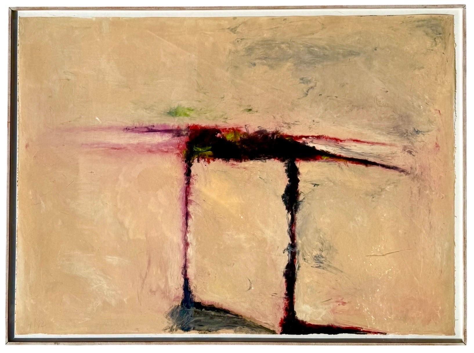 Großes abstrakt-expressionistisches Farb Monotypie-Ölgemälde, Ölgemälde Tom Lieber, Mixed Media im Angebot 1
