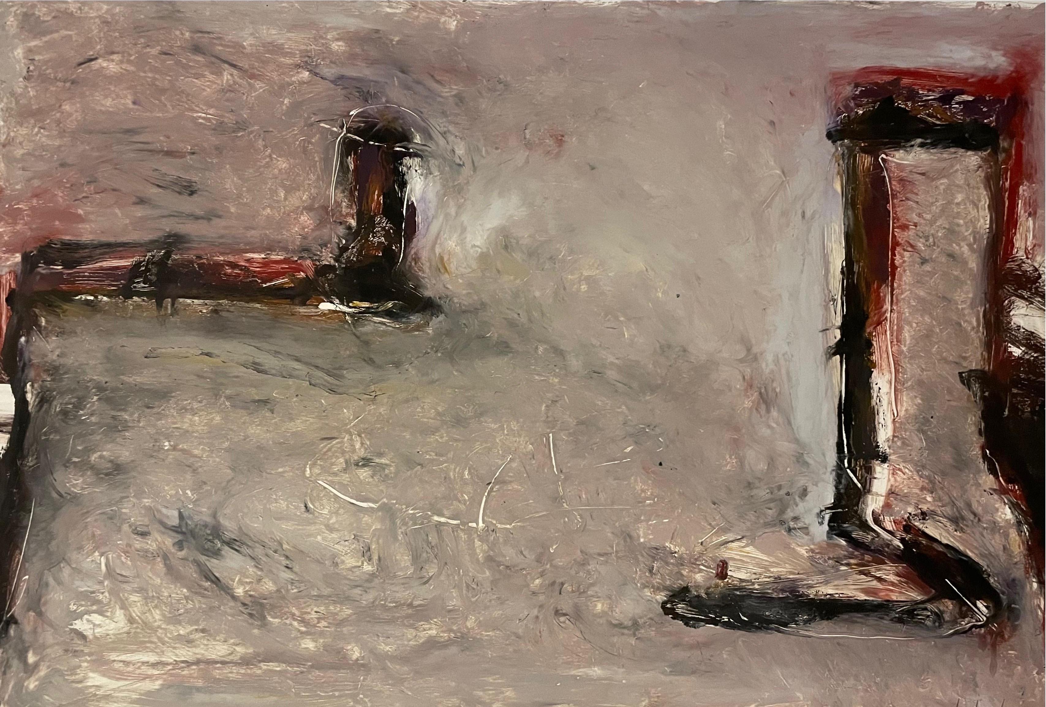 Großes abstrakt-expressionistisches Farb Monotypie-Ölgemälde, Ölgemälde Tom Lieber, Mixed Media im Angebot 1