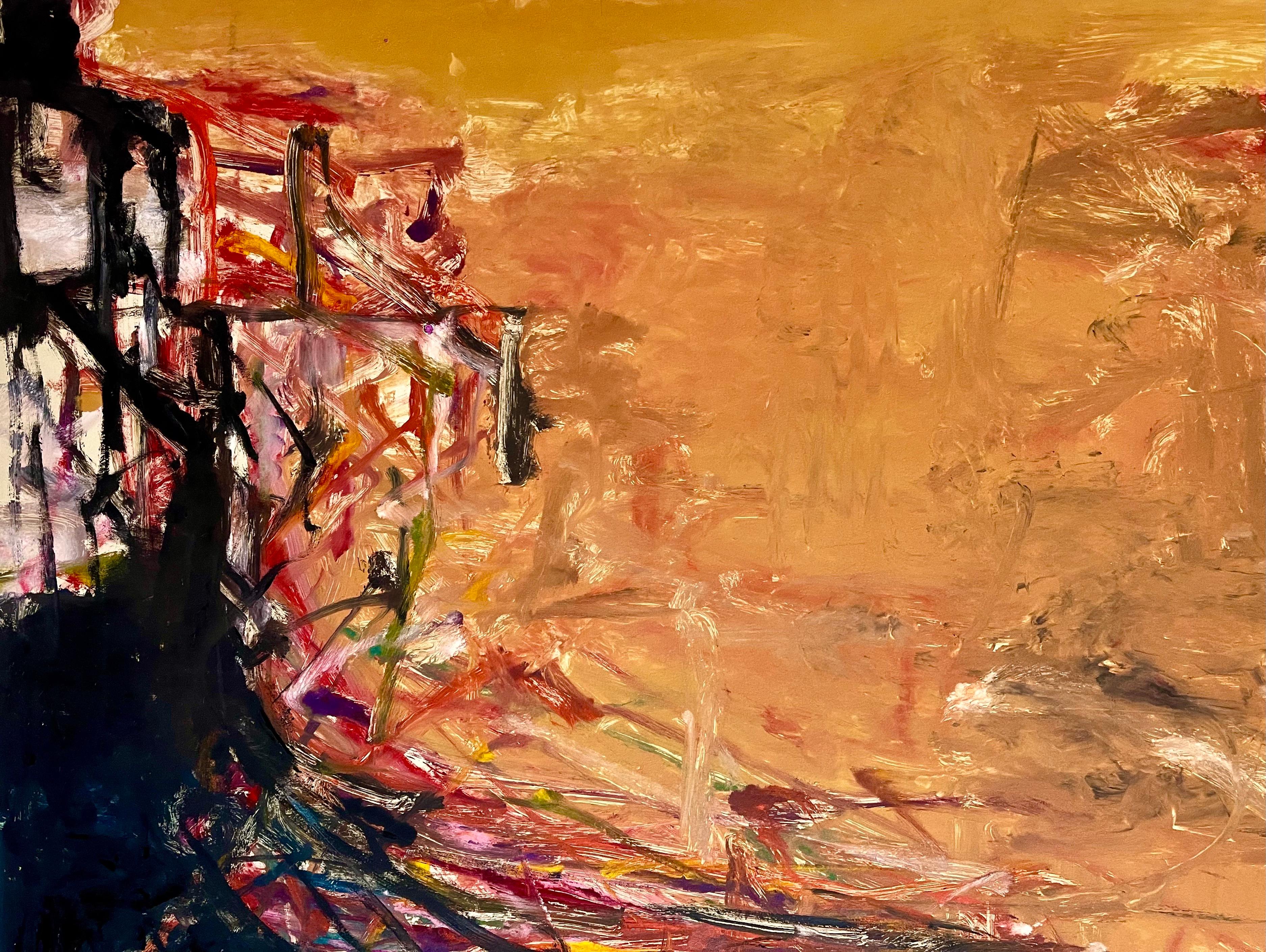 Großes abstrakt-expressionistisches Farb Monotypie-Ölgemälde, Ölgemälde Tom Lieber, Mixed Media im Angebot 2