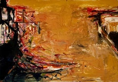 Gran Pintura al Óleo Monotipo Expresionista Abstracto en Color Tom Lieber Técnica Mixta