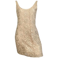 Tom 
Linda Platt for Saks Fifth Avenue Gold Lace Cocktail Dress Size Medium.