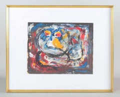 Tom Lindhardt, Danish artist. Mixed media on paper. Abstract composition, 1968.