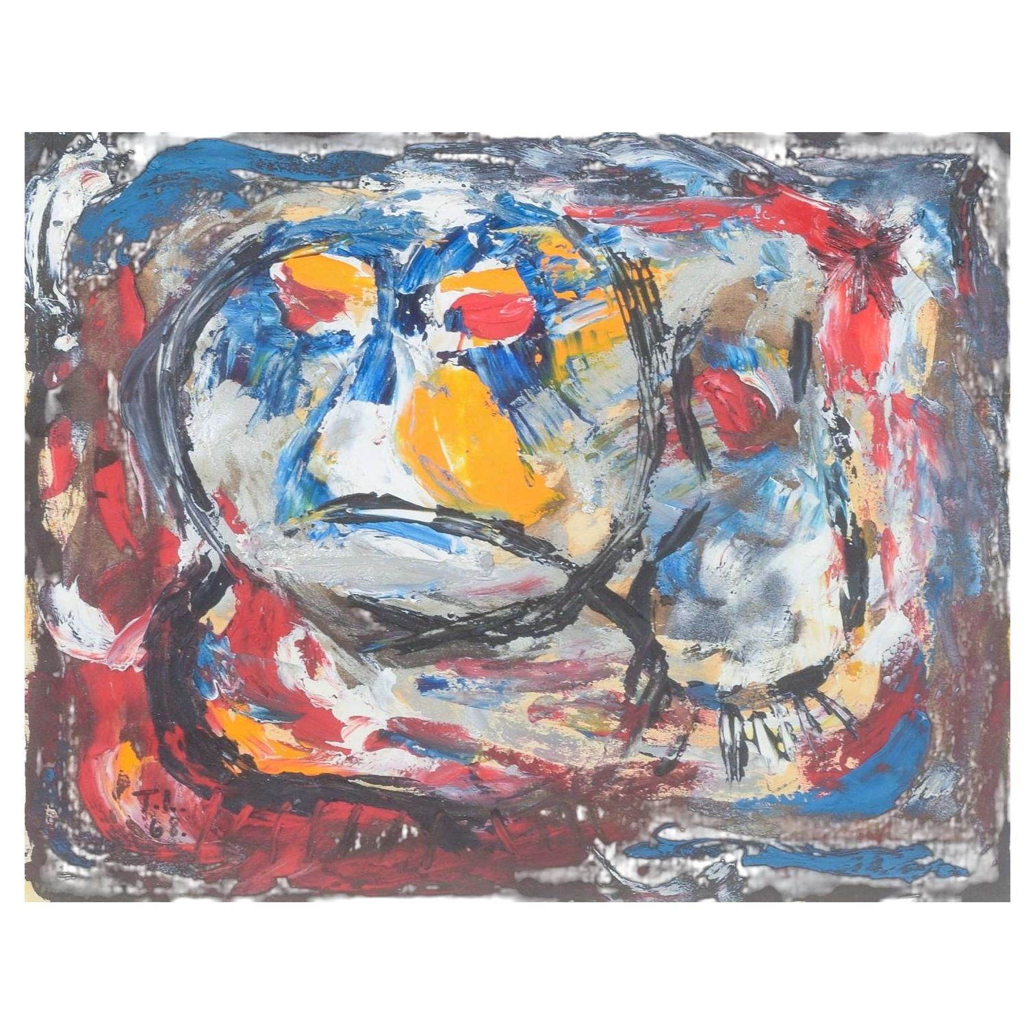 Tom Lindhardt, Danish artist. Mixed media on paper. Abstract composition, 1968. For Sale