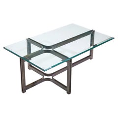 Tom Lopinski for Dunbar Mid Century Bronze, Rosewood and Glass Coffee Table