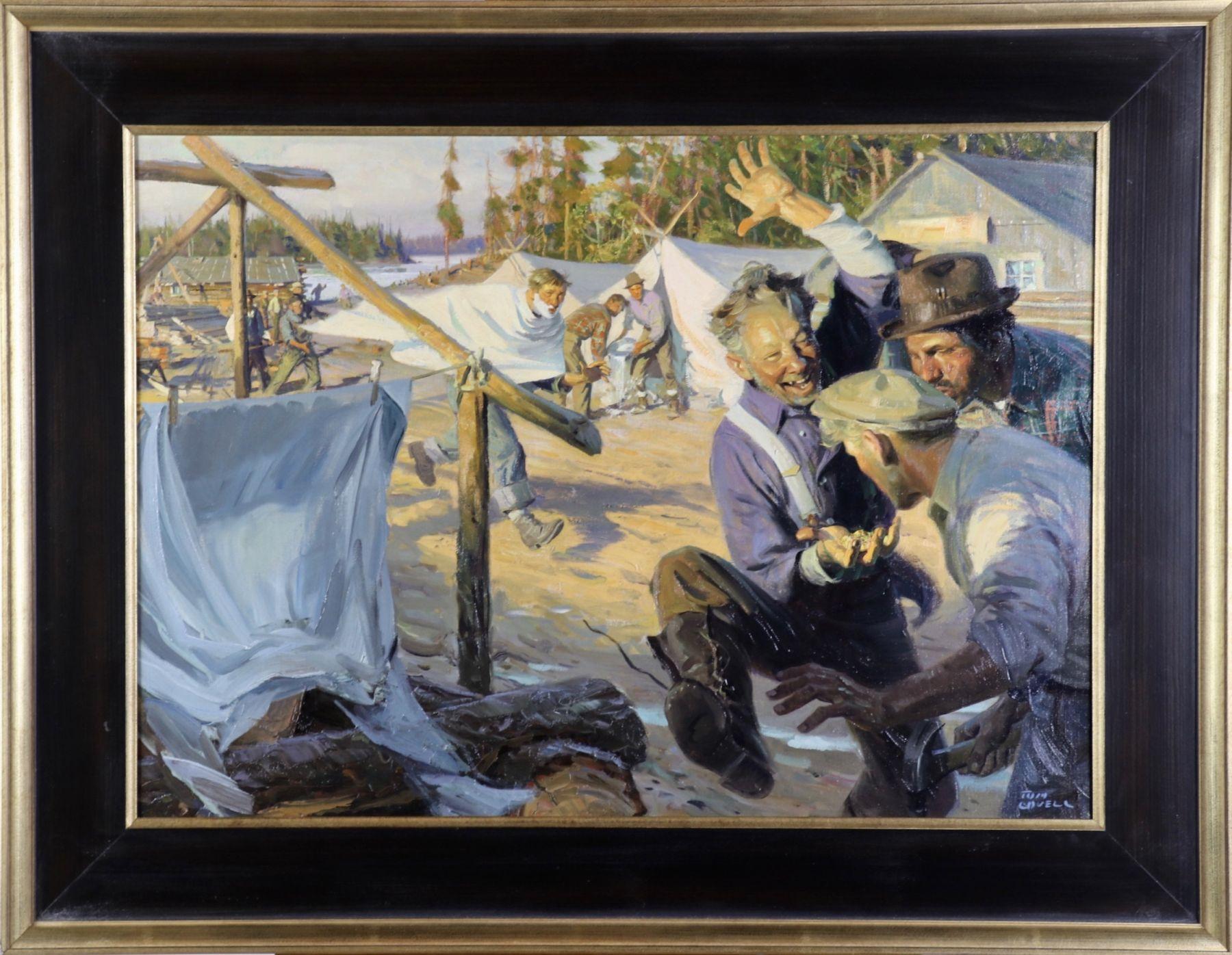 Gold Mining Camp - Painting by Tom Lovell