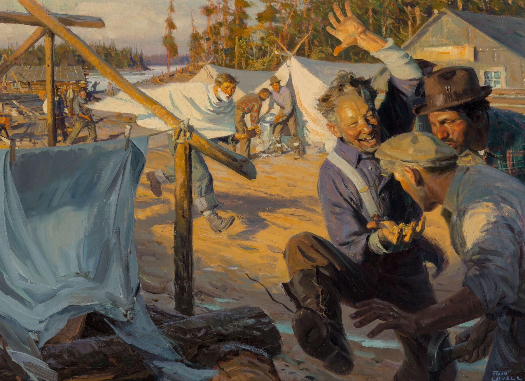 Figurative Painting Tom Lovell - Camp d'extraction d'or