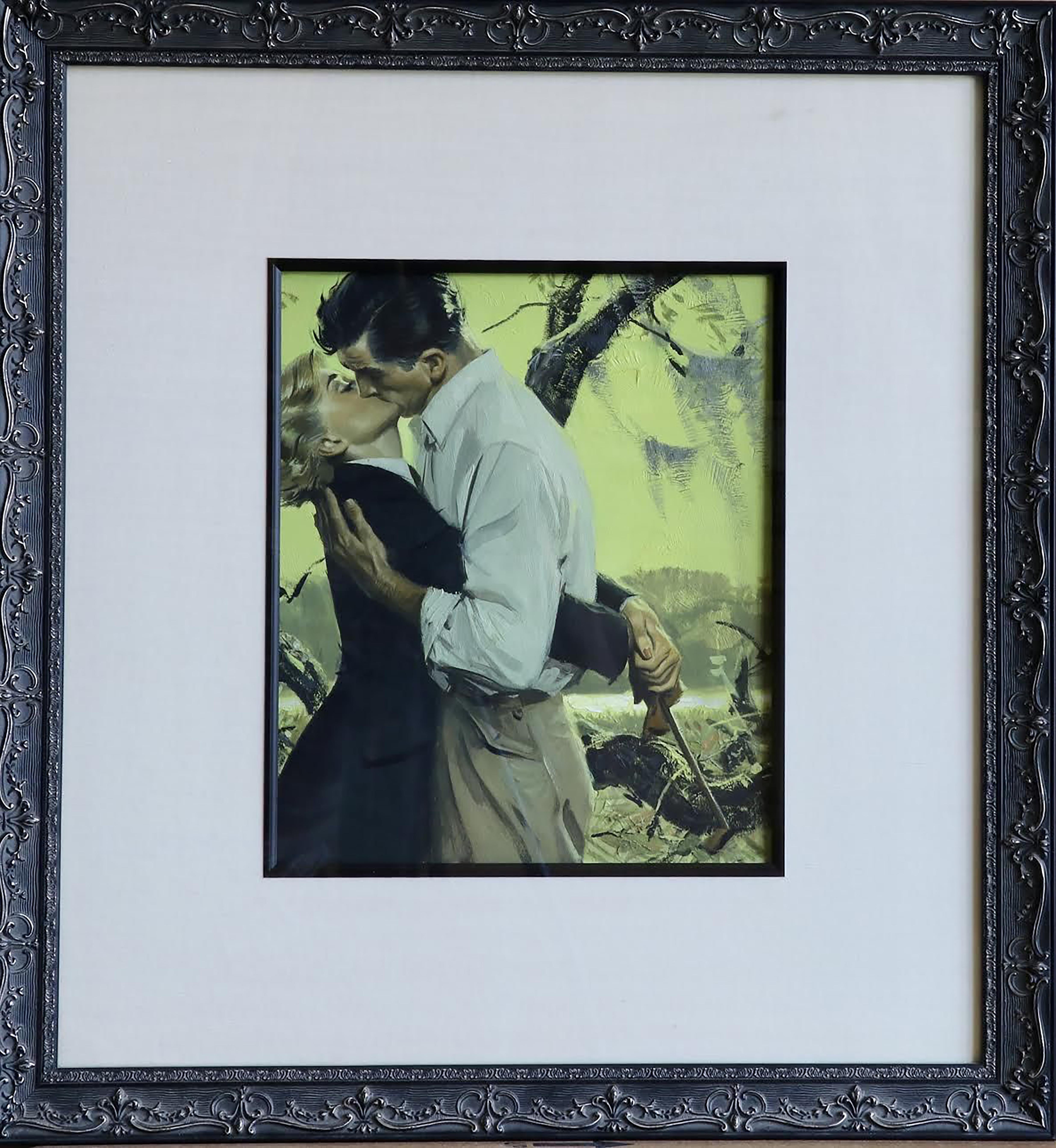 Man et femme s'embrassant dans la marais - Painting de Tom Lovell
