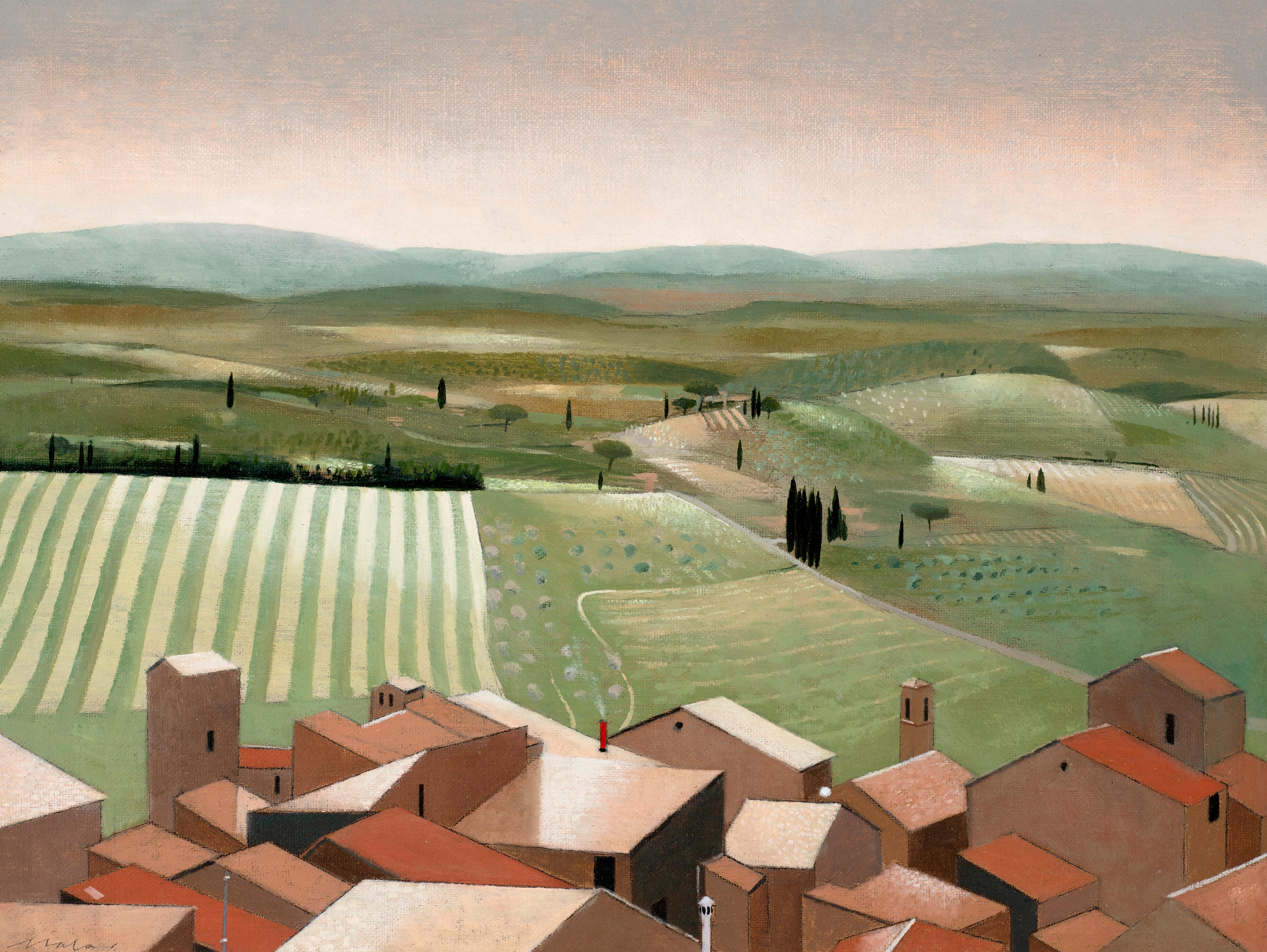 Tom Mabon Landscape Painting - THE DAY SHONE CLEAR. SAN GIMIGNANO, 2023