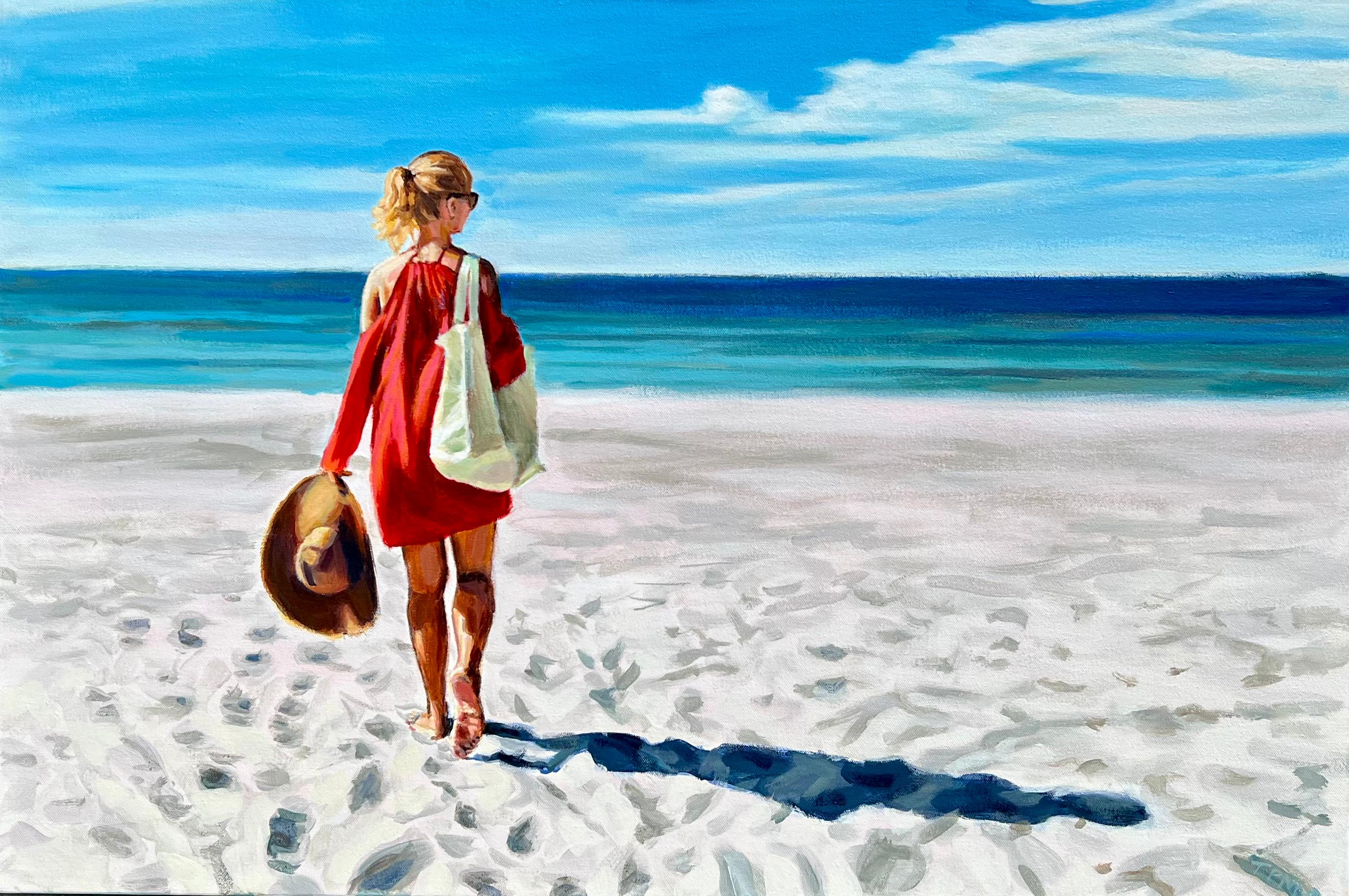 Tom Manziano Figurative Painting - My Private Beach, Original Painting