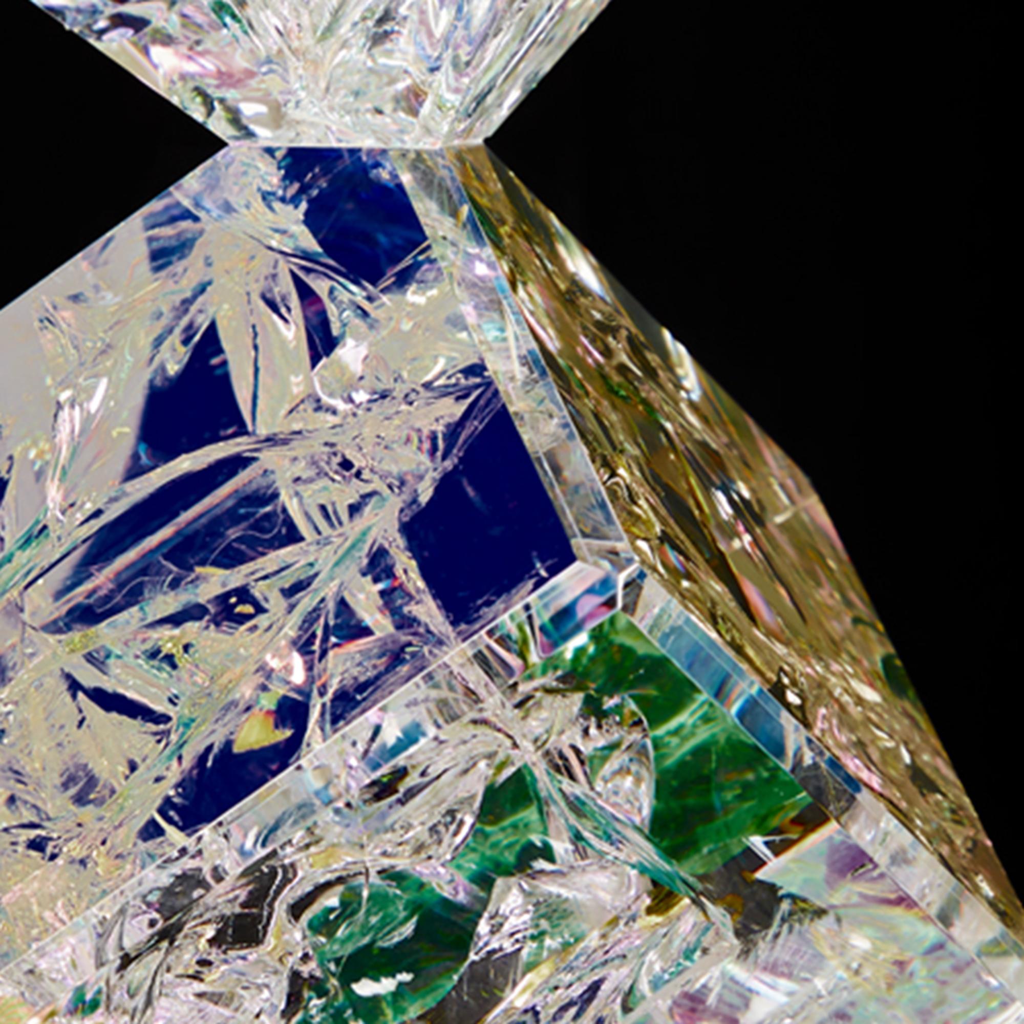 Sculpture Dichroïque en verre, cristal, optice, taillée en double cube de 10,16 cm, polie en vente 2