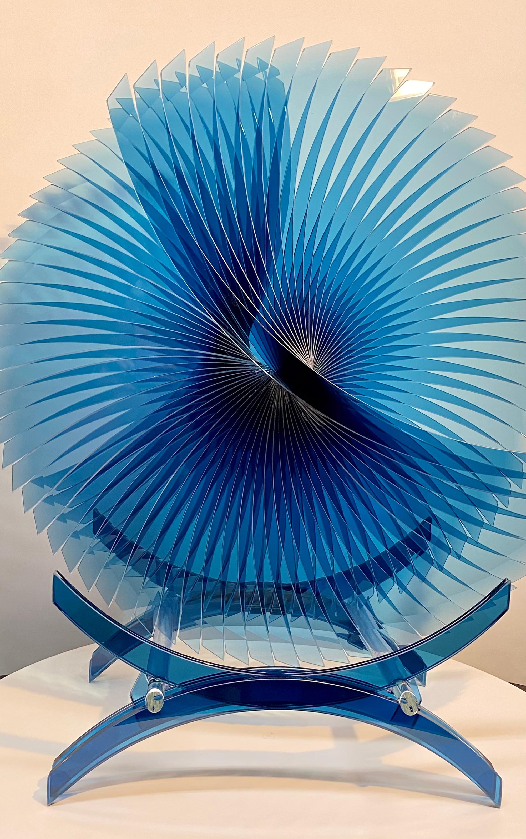 Tom Marosz Abstract Sculpture - 'Almost a Tear in Pacifica' Abstract Glass Sculpture